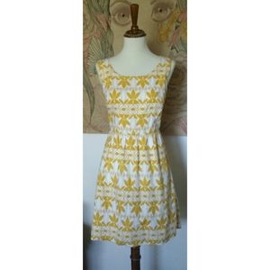 White & Gold Pattern Dress